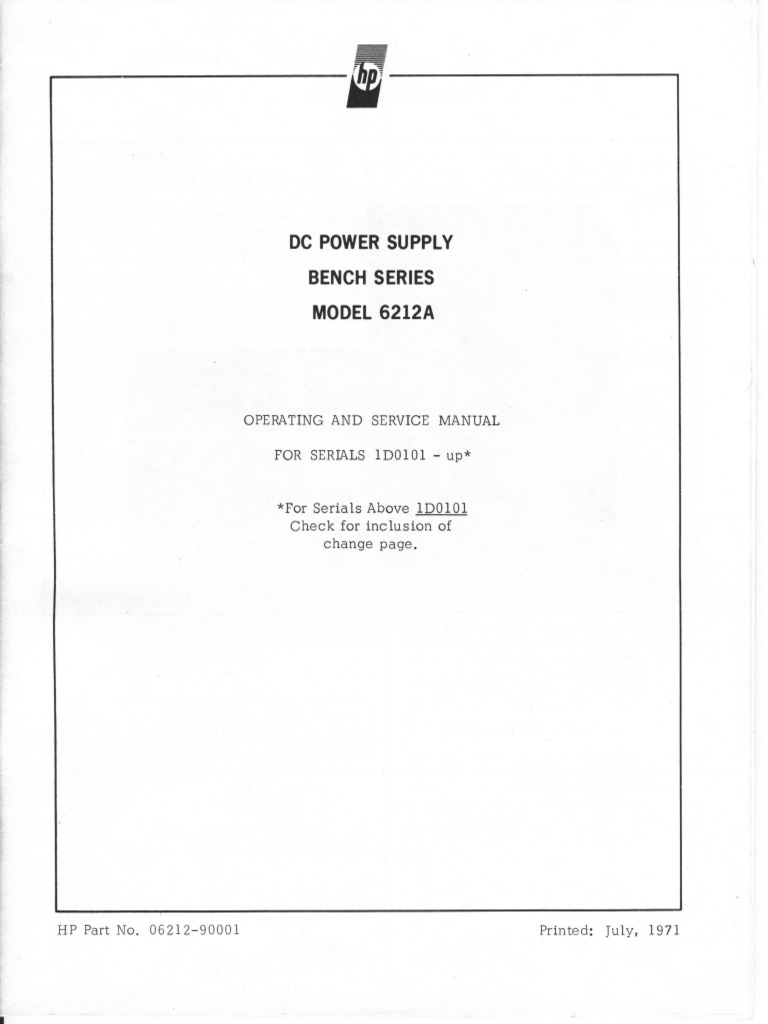 HP 6212a Operating and Service Manual | PDF