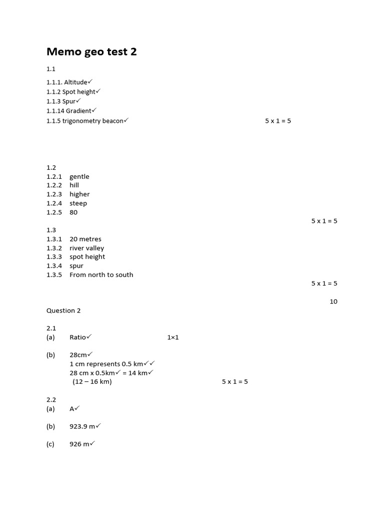 Geography Test Topography Mapping Concepts Pdf