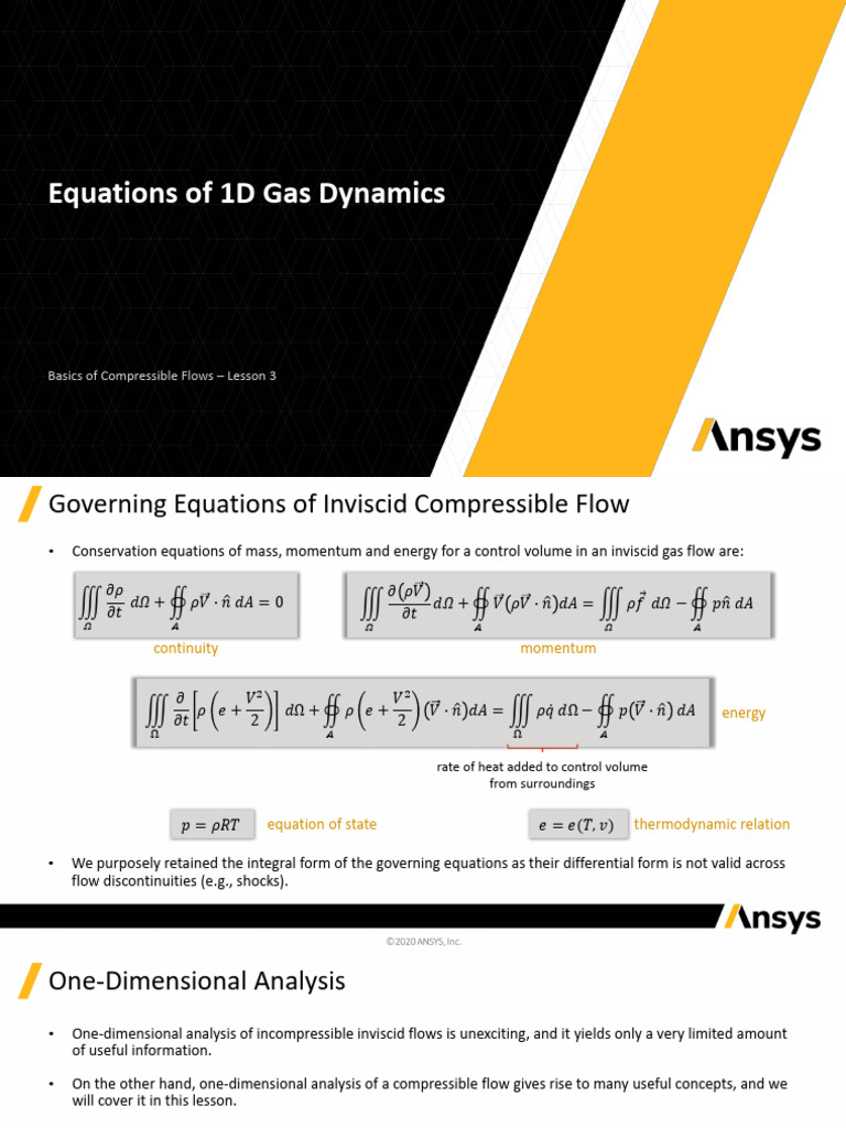 1D Gas Dynamics Equations Explained | PDF | Fluid Dynamics ...