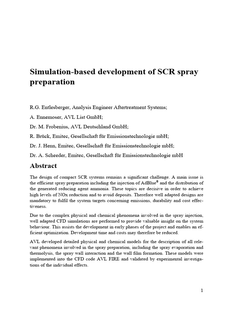 Simulation - Develop - SCR - Spray - MTZ - HD - Conf - Kiel | PDF ...