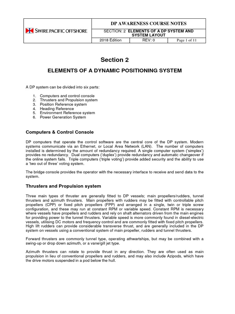Dynamic Positioning System Elements | PDF | Propeller | Global ...