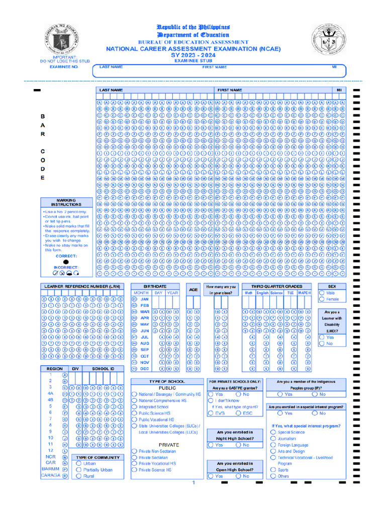 Answer Sheet Sample | PDF