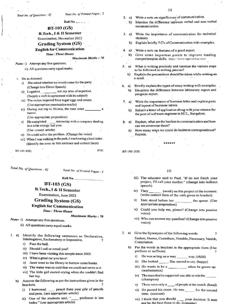 English Communication Exam Questions | PDF | Résumé