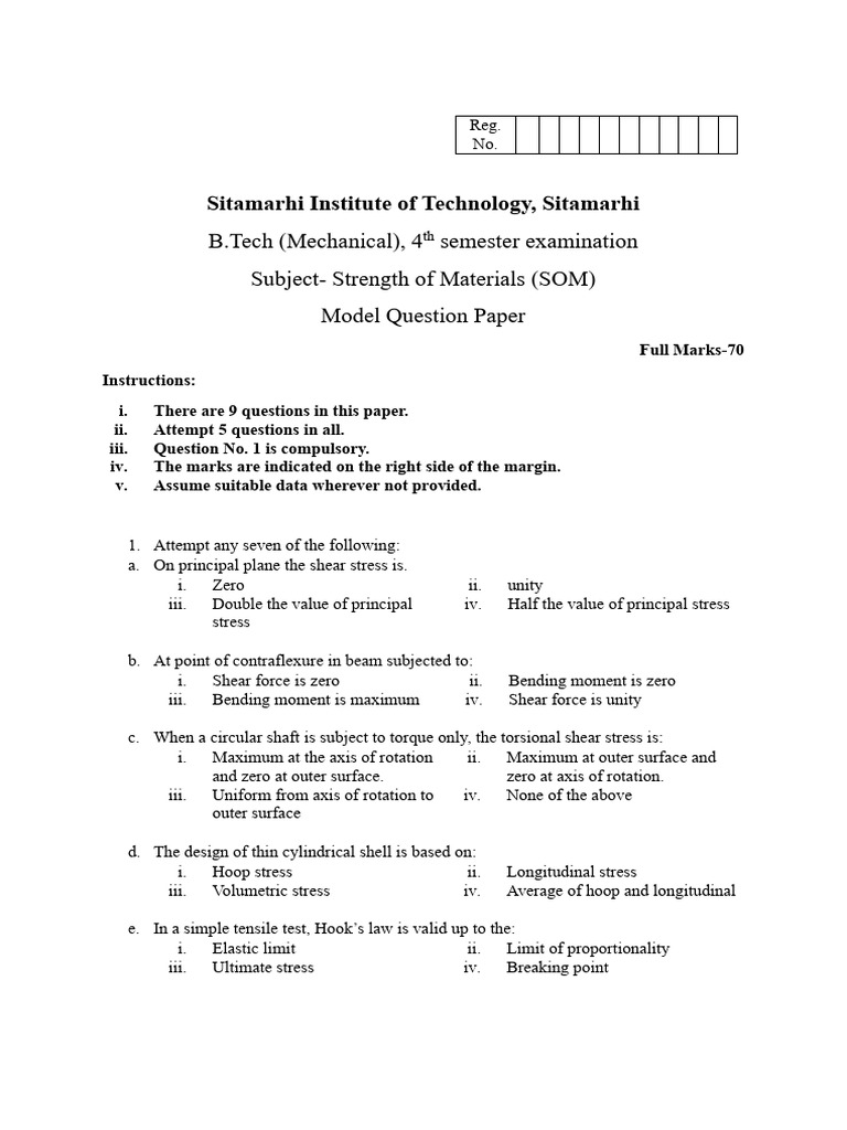 Som 4th | PDF | Stress (Mechanics) | Bending