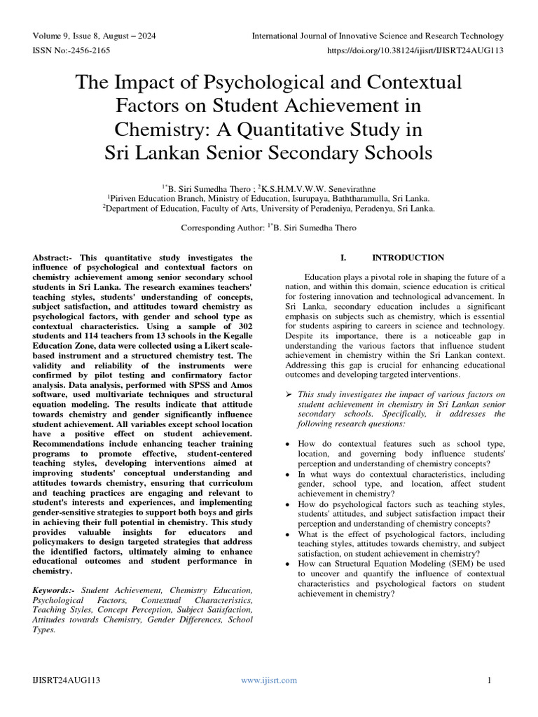 The Impact of Psychological and Contextual Factors on Student ...