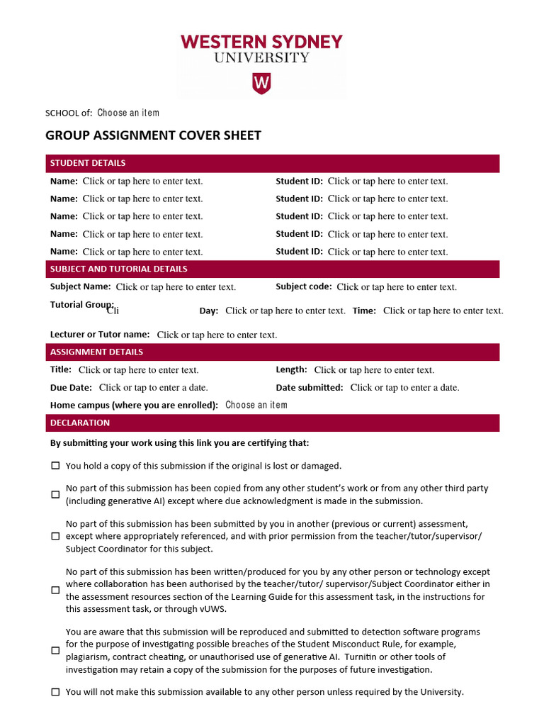 Group Assignment Cover Sheet Template | PDF | Turnitin | Computing