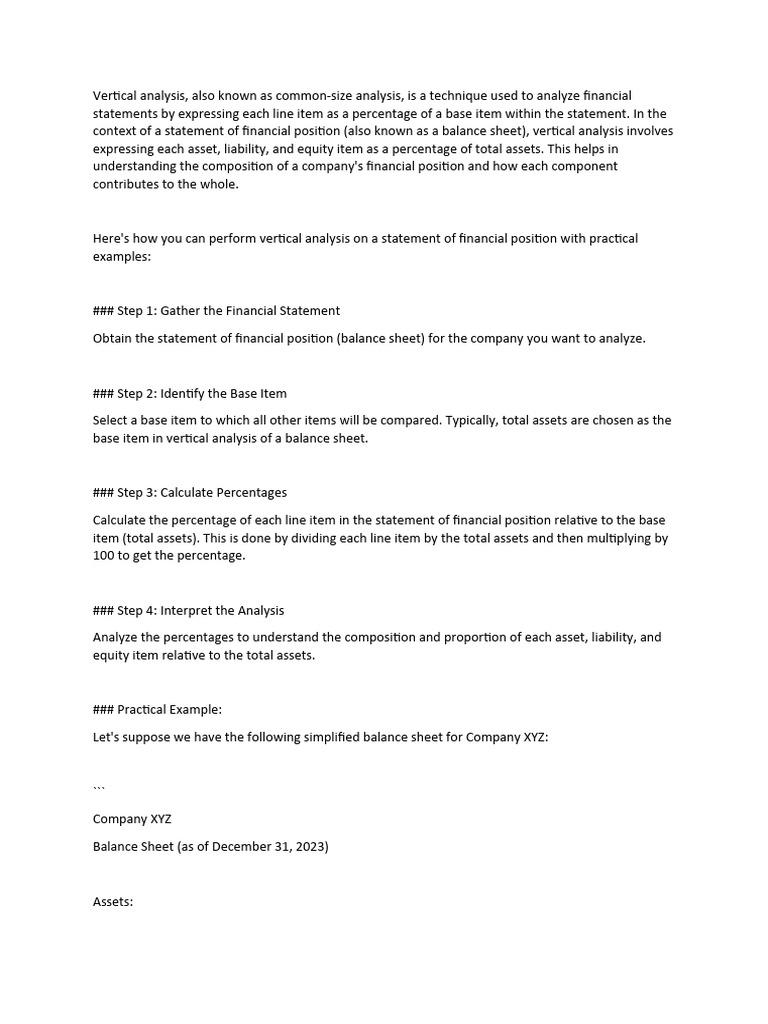 Vertical Analysis of Financial Statements | PDF | Balance Sheet ...