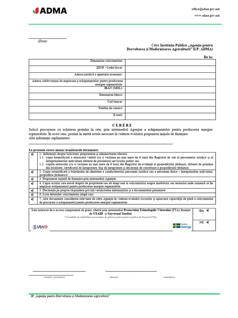 Formular Cerere (Etapa nr.1) | PDF