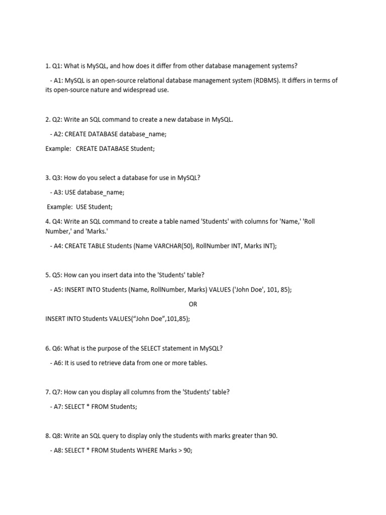 Q1 what is mysql pdf class computer programming method