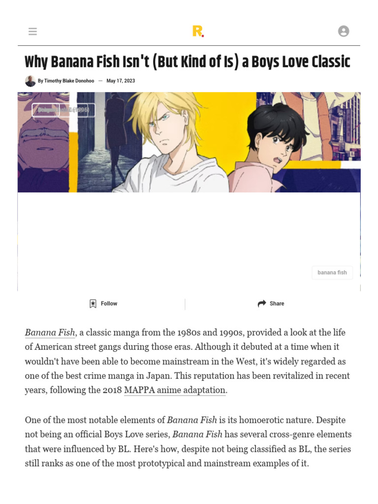 Is Banana Fish A BL | PDF | Anime And Manga | Entertainment