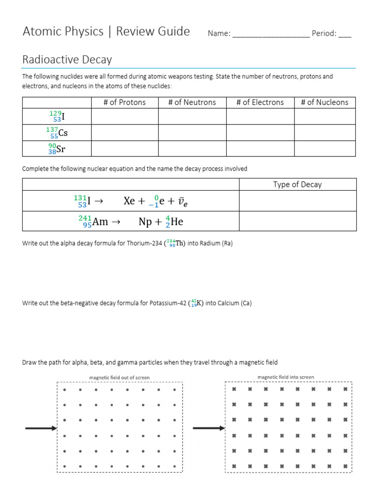 Atomic Physics Review Guide | PDF | Radioactive Decay | Physics