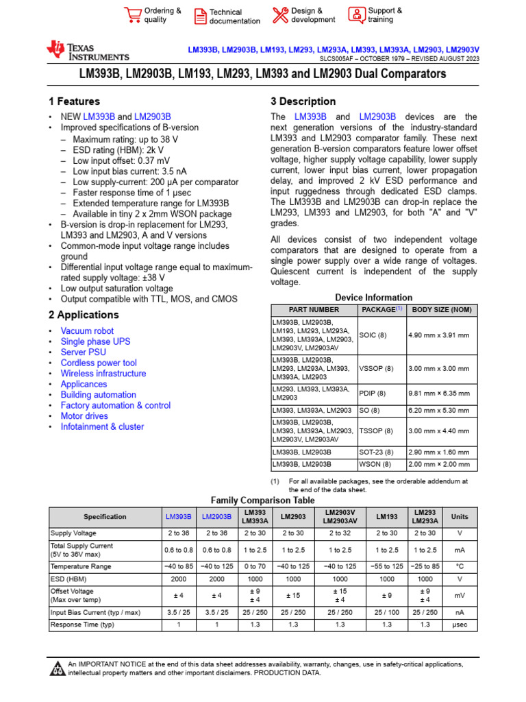 LM393 Datasheet | PDF | Electrostatic Discharge | Electrical Components