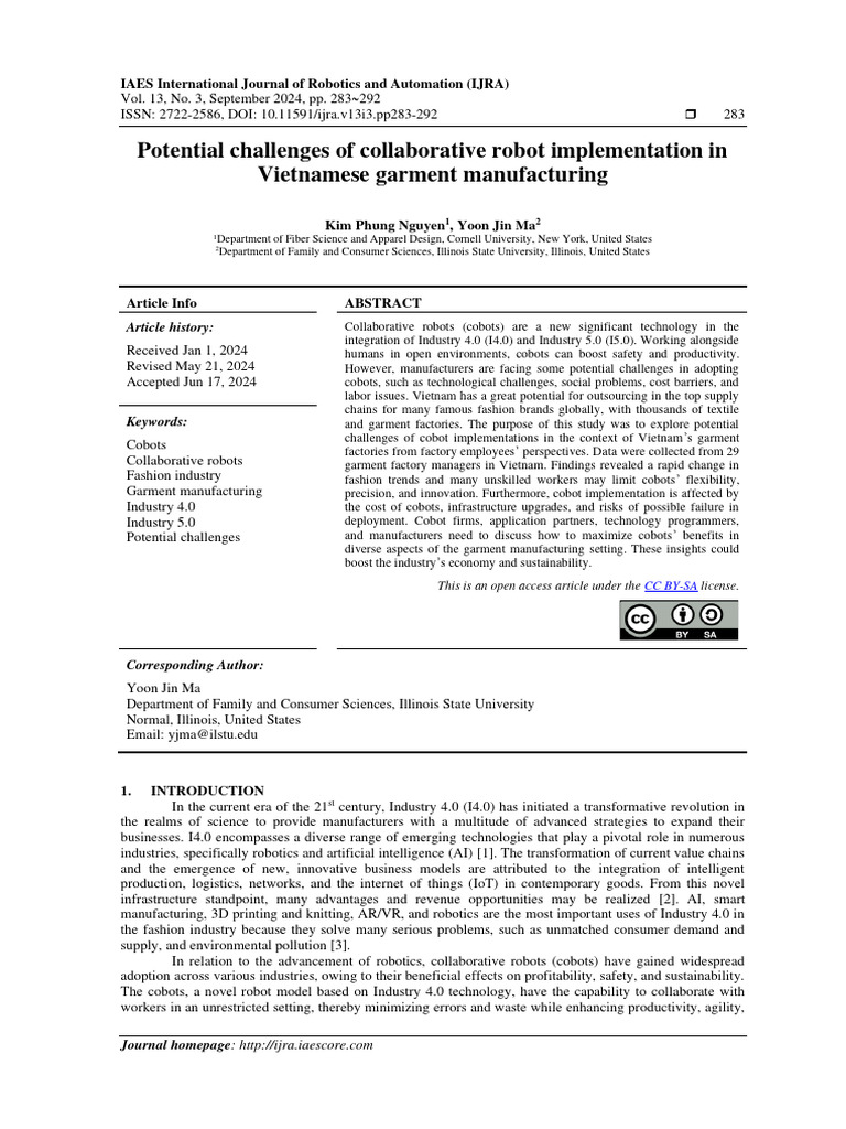 Potential Challenges of Collaborative Robot Implementation in ...