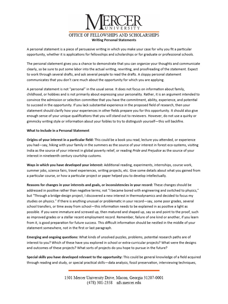 Writing Personal Statements | PDF | Experience | Knowledge
