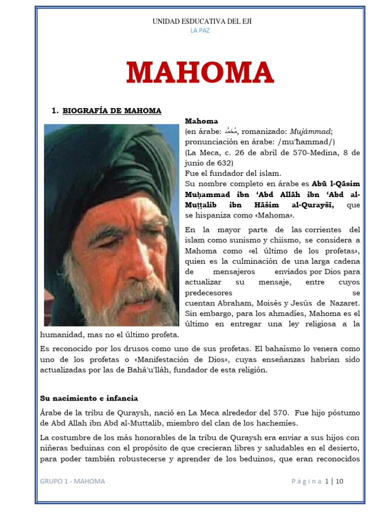 Mahoma 1 | PDF | Mahoma | La vida de muhammad
