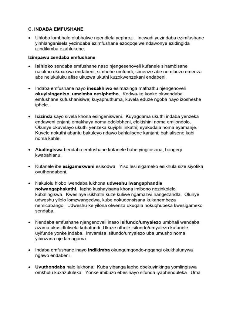 Indaba Emfushane | PDF