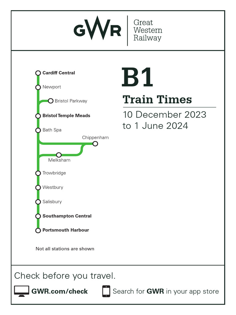 B1 Train Times 10 December 2023 To 1 June 2024 | PDF | Bristol ...