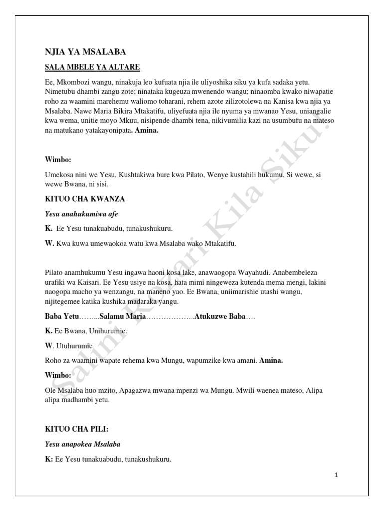 Njia Ya Msalaba | PDF