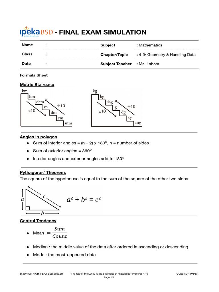 Final Exam Simulation - WH Steve | PDF | Triangle | Mathematics