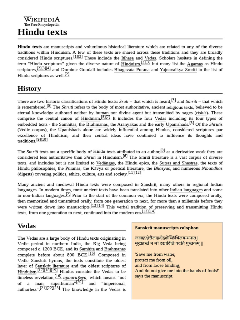 Overview of Hindu Texts and Vedas | PDF | Hindu Texts | Vedas