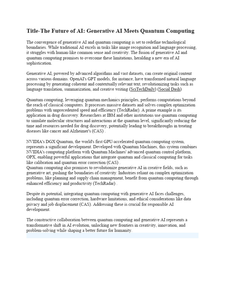 Generative AI & Quantum Computing | PDF | Artificial Intelligence ...