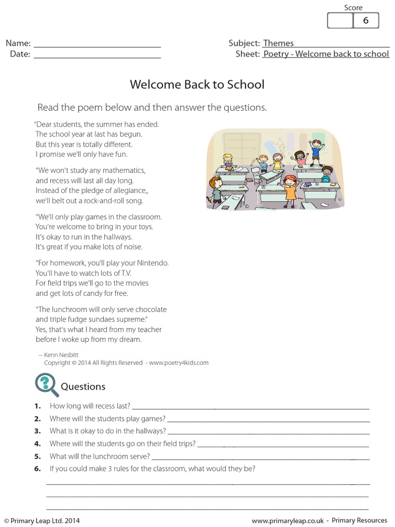 Fun Poetry Activity For Students Pdf