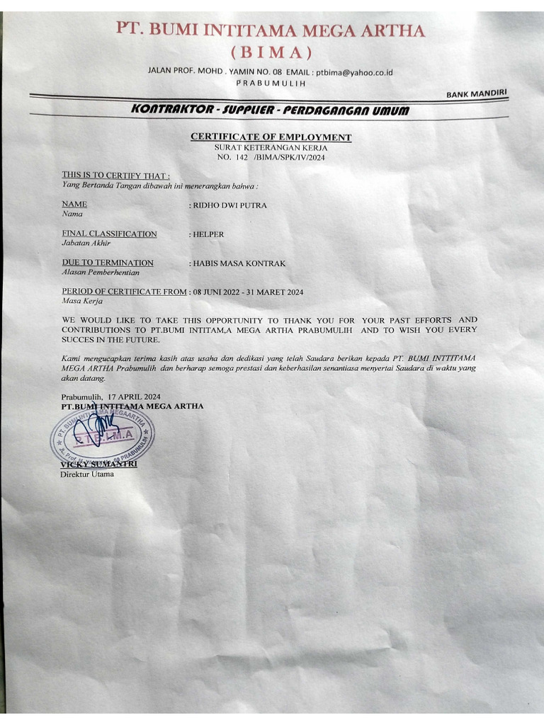 Ridho Dwi Putra CV | PDF