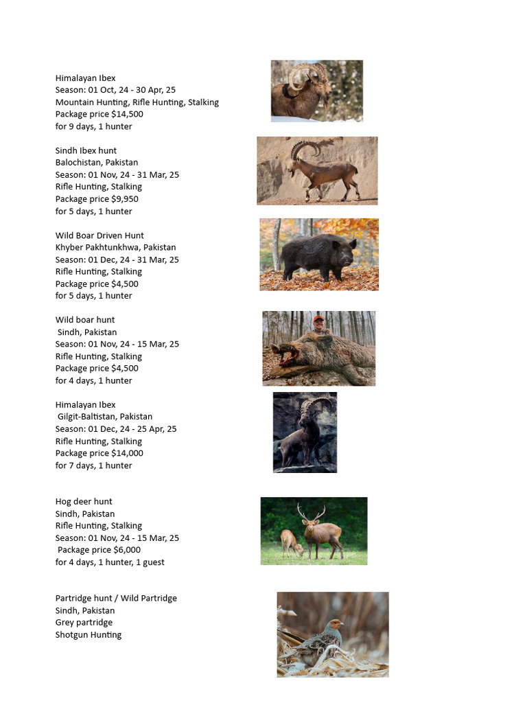 Exclusive Pakistan Hunting Tours | PDF | Cooking, Food & Wine