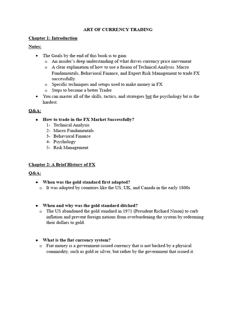 ART OF CURRENCY TRADING - Summary | PDF | Foreign Exchange