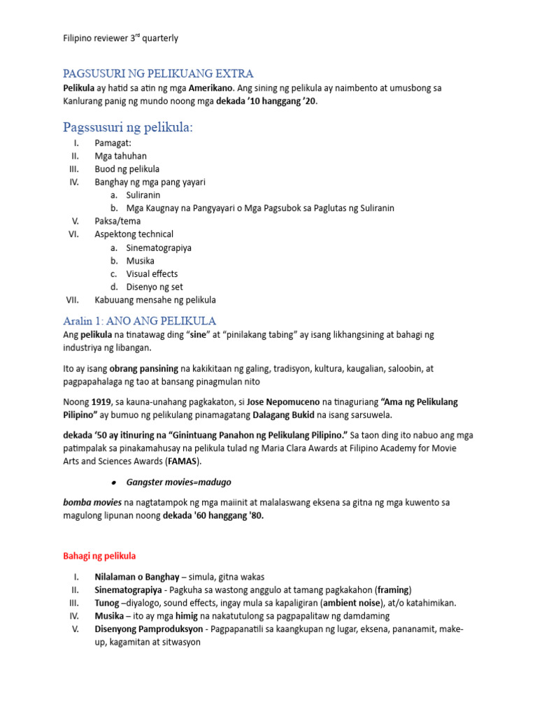 Fil q3 Pelikula | PDF