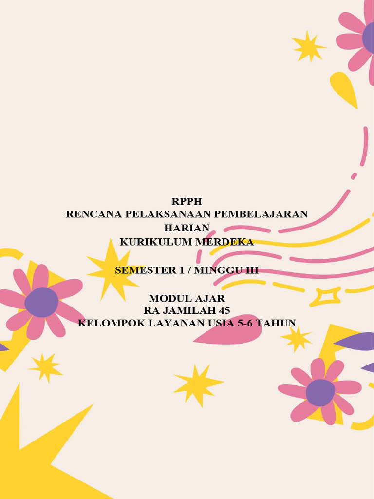 RPPH Modul Ajar TK B Semester 1 | PDF