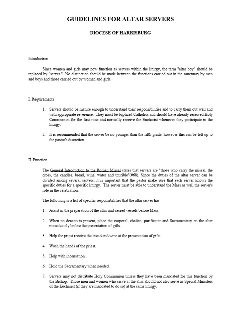 Altar Server Guidelines | PDF | Mass (Liturgy) | Altar
