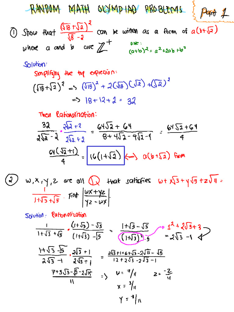 Random Math Problem (22 Items - Pt1) | PDF
