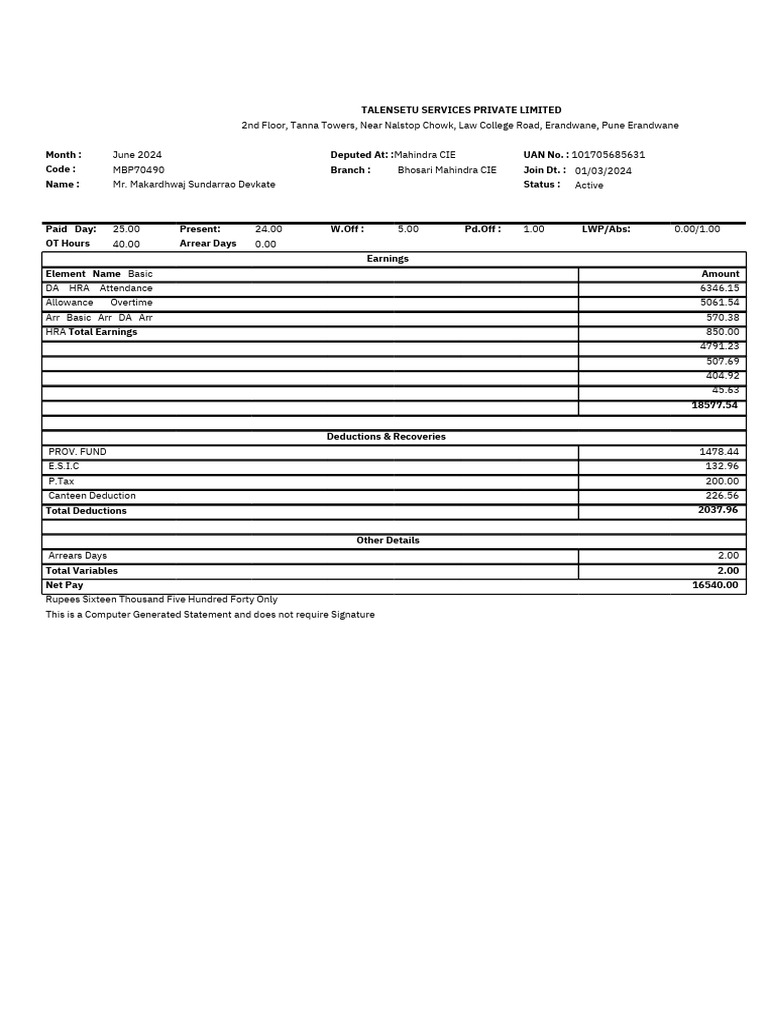 Salary Slip PDF | PDF | Taxes | Government Finances