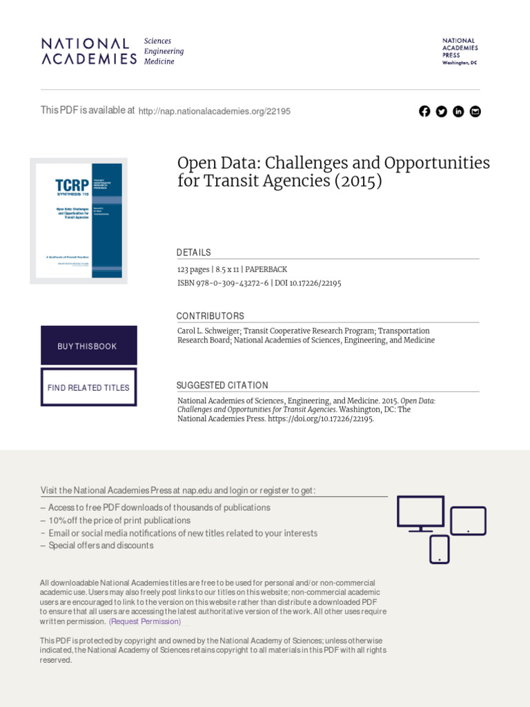 Open Data: Challenges and Opportunities For Transit Agencies (2015 ...