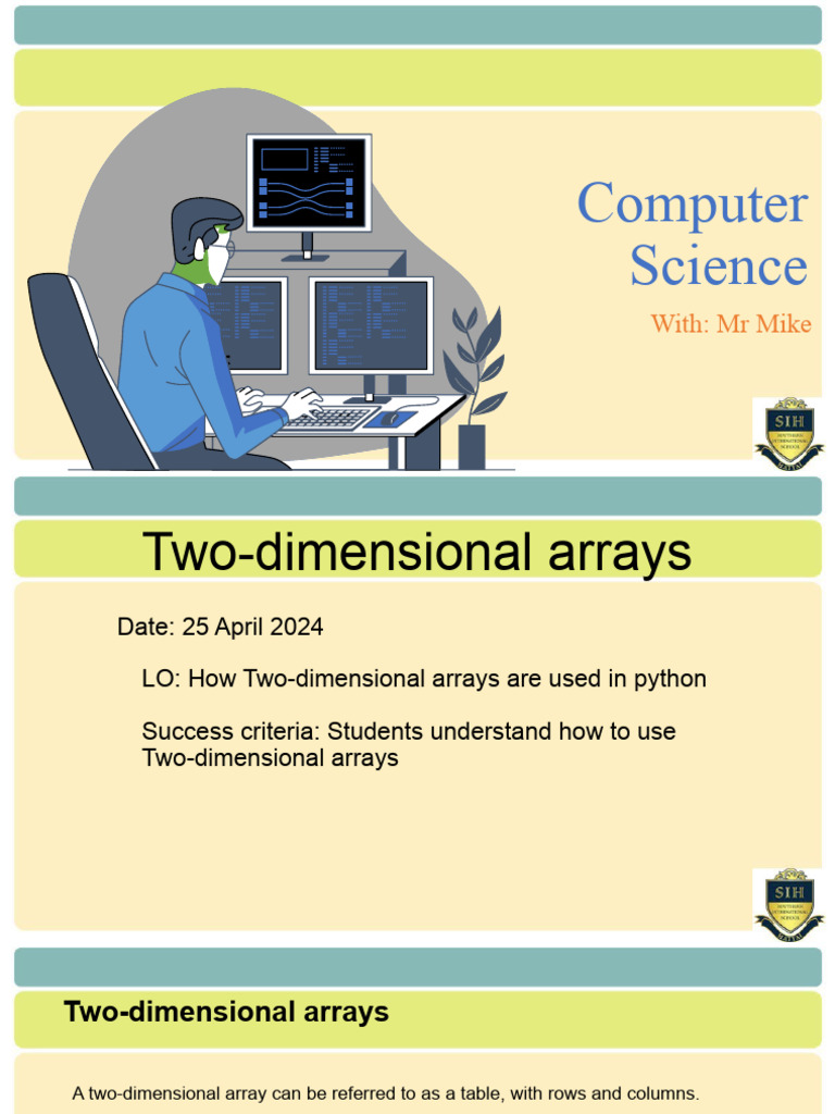 Y10 25-4-2024 Two Dimensional Arrays | PDF | Parameter (Computer ...