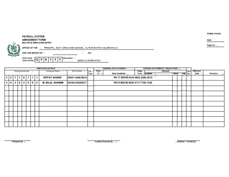 Payroll Amendment Form for Employees | PDF | Business