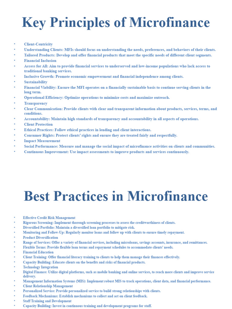 MFI Compliance Testing Principles | PDF | Microfinance | Regulatory ...