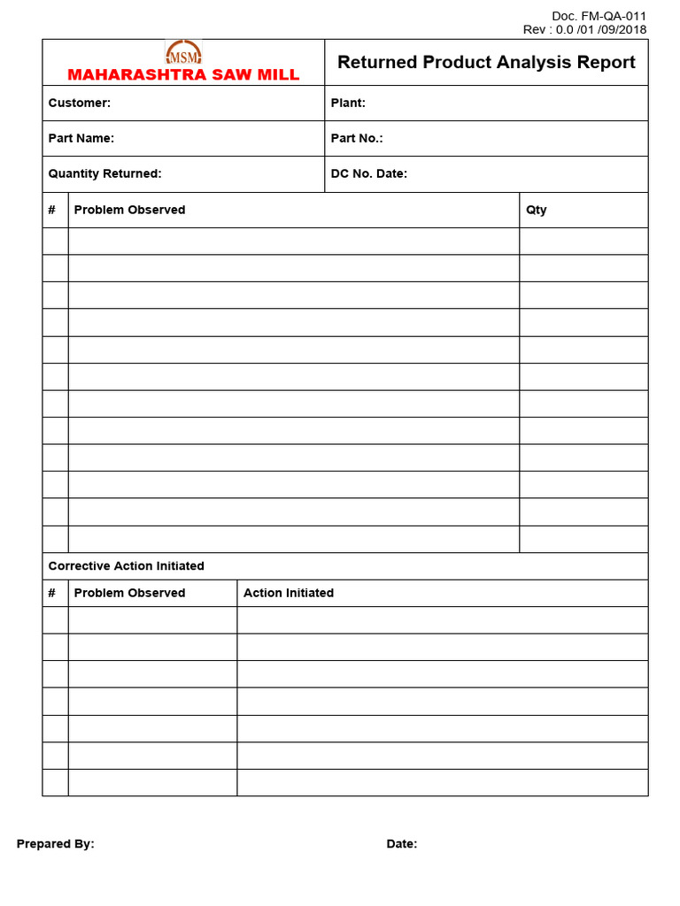FM-QA - 11 Returned Product Analysis Report | PDF | Technology ...