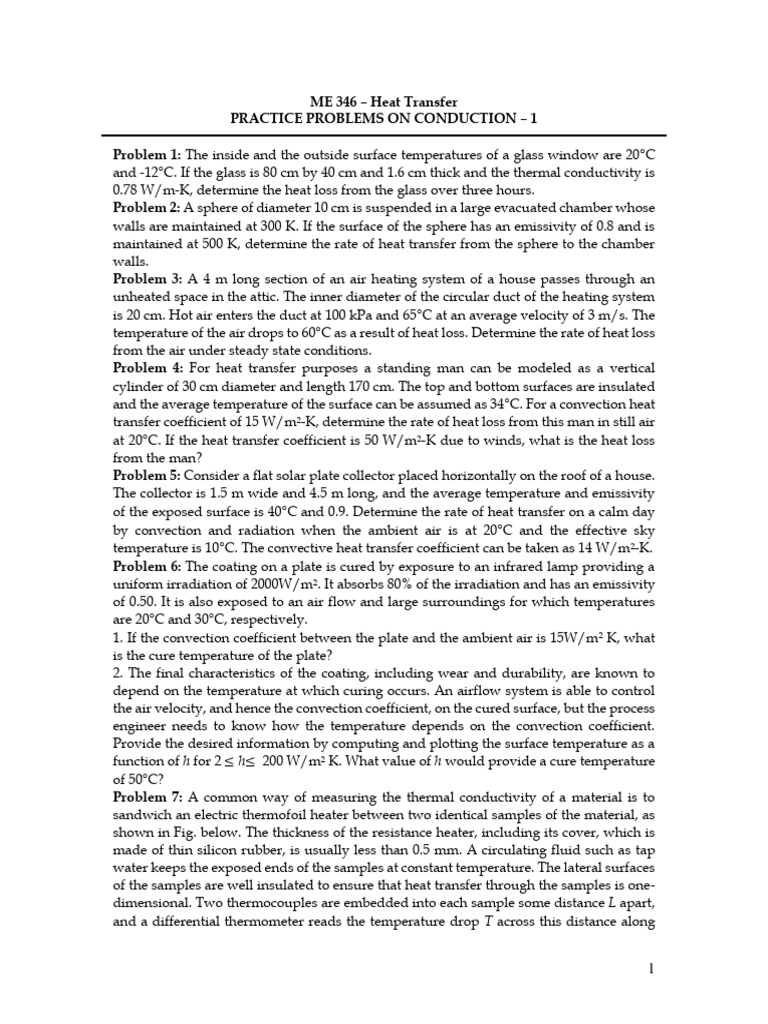 Heat Transfer Conduction Practice Problems | PDF | Heat Transfer ...