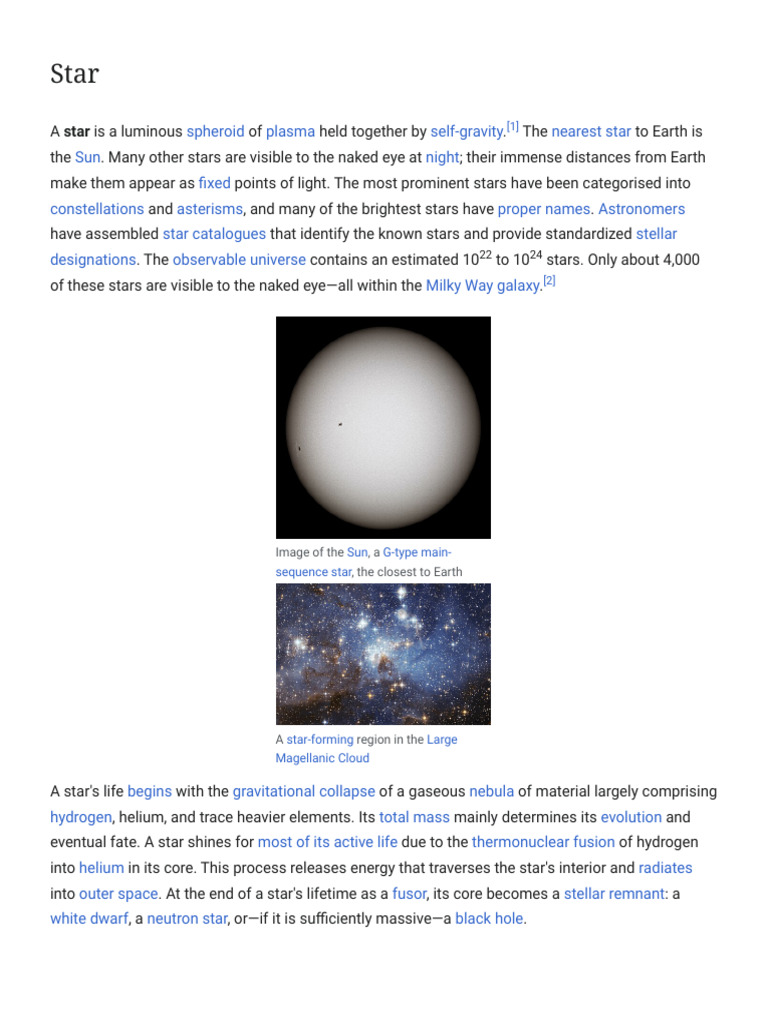Star - Wikipedia | PDF | Stars | Star Formation