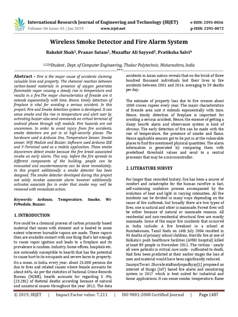 Wireless Fire Alarm System Design | PDF | Microcontroller | Sensor