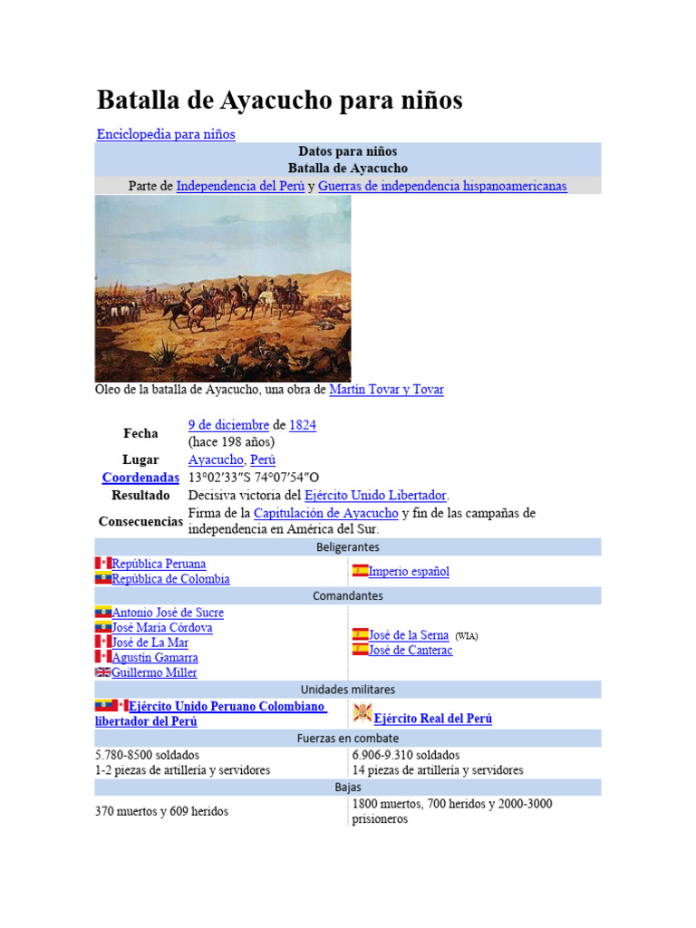 Batalla de Ayacucho para Ni os - 1
