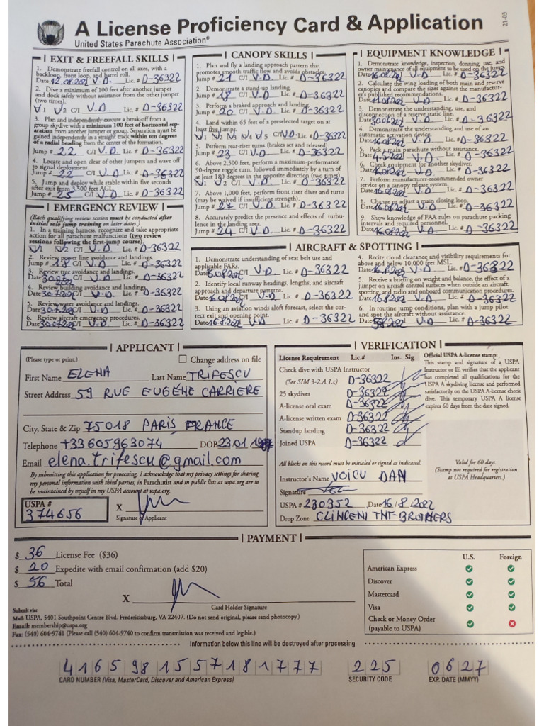A License Proficiency Card and Application | PDF