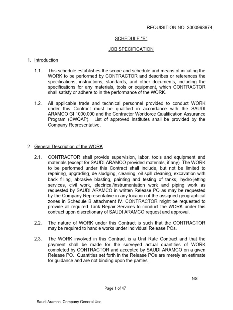 Saudi Aramco Contractor Work Specifications | PDF | Pipe (Fluid ...