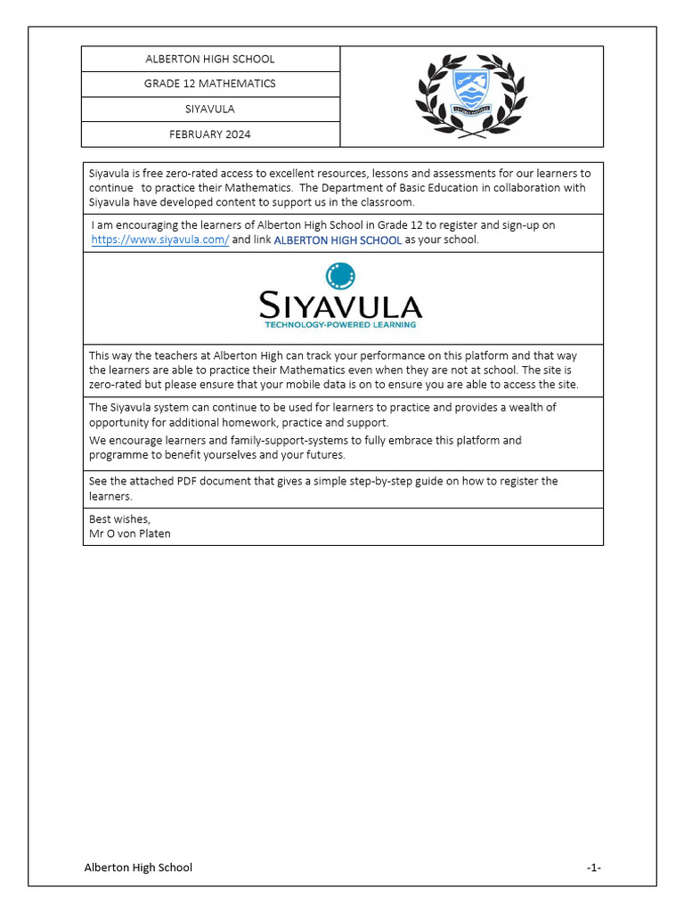 Siyavula - Maths Intervention - Grade 12 - 2024 | PDF