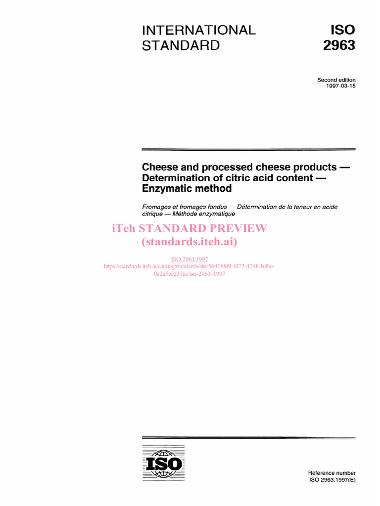 ISO-2963-1997 Citric Acid 2 | PDF | International Organization For ...