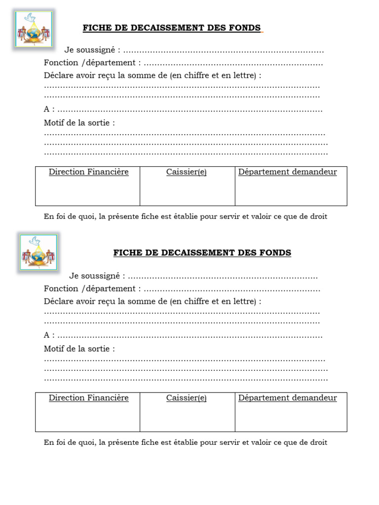 Fiche de Decaissement Des Fonds | PDF