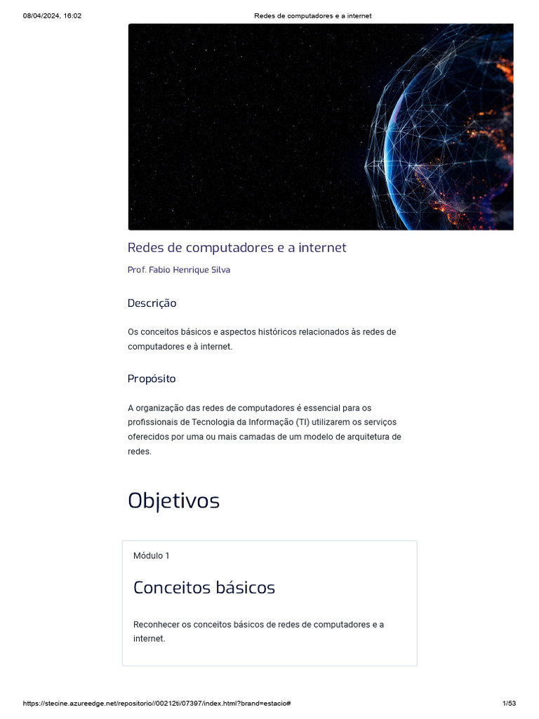 Conceitos de Redes e Internet | PDF | Rede de computadores | Internet