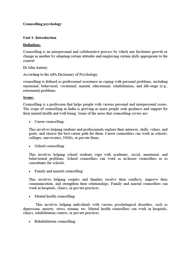 Counselling Psychology Compiled | PDF | Psychotherapy | Empathy